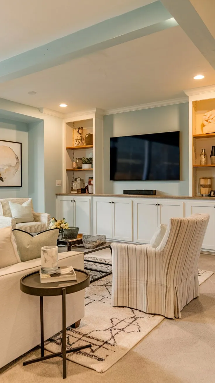 Cozy Basement Family Room with Big TV Appeal