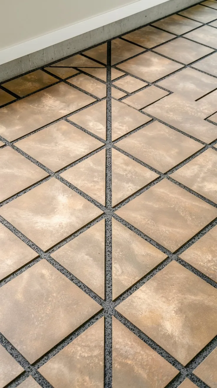 Elegant Modern Basement with Beige Concrete Paver Flooring