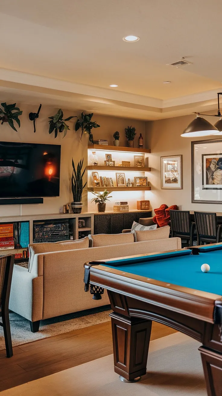 This classy game room proves that even a small home game room or narrow game room can be a haven. Clever gaming furniture ideas maximize space in this man cave game room, showcasing basement game room and basement gaming ideas at their finest.