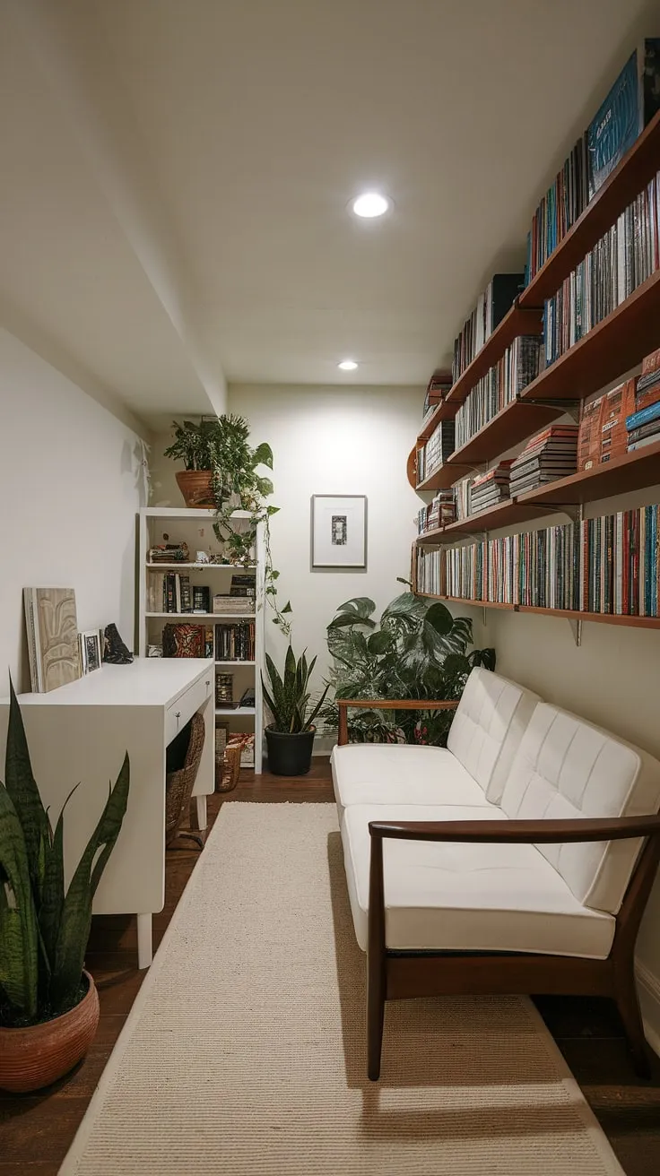 Transforming a small basement into a sophisticated game room? This narrow game room showcases clever basement gaming ideas and gaming furniture ideas, creating a classy game room perfect for any gamer.