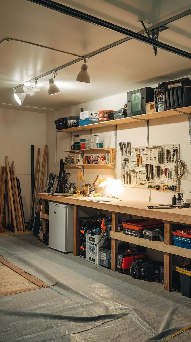 This basement garage transformation is pure garage design interior goals! Clever garage workshop organization and a thoughtful garage workshop layout maximize space. Get inspired by this garage organization DIY project and discover your own garage renovation potential.