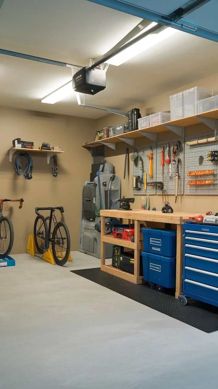 Basement garage transformation complete! This garage design interior boasts efficient garage workshop plans, maximizing space with clever garage organization and garage workshop organization solutions. Find your garage storage inspiration here.