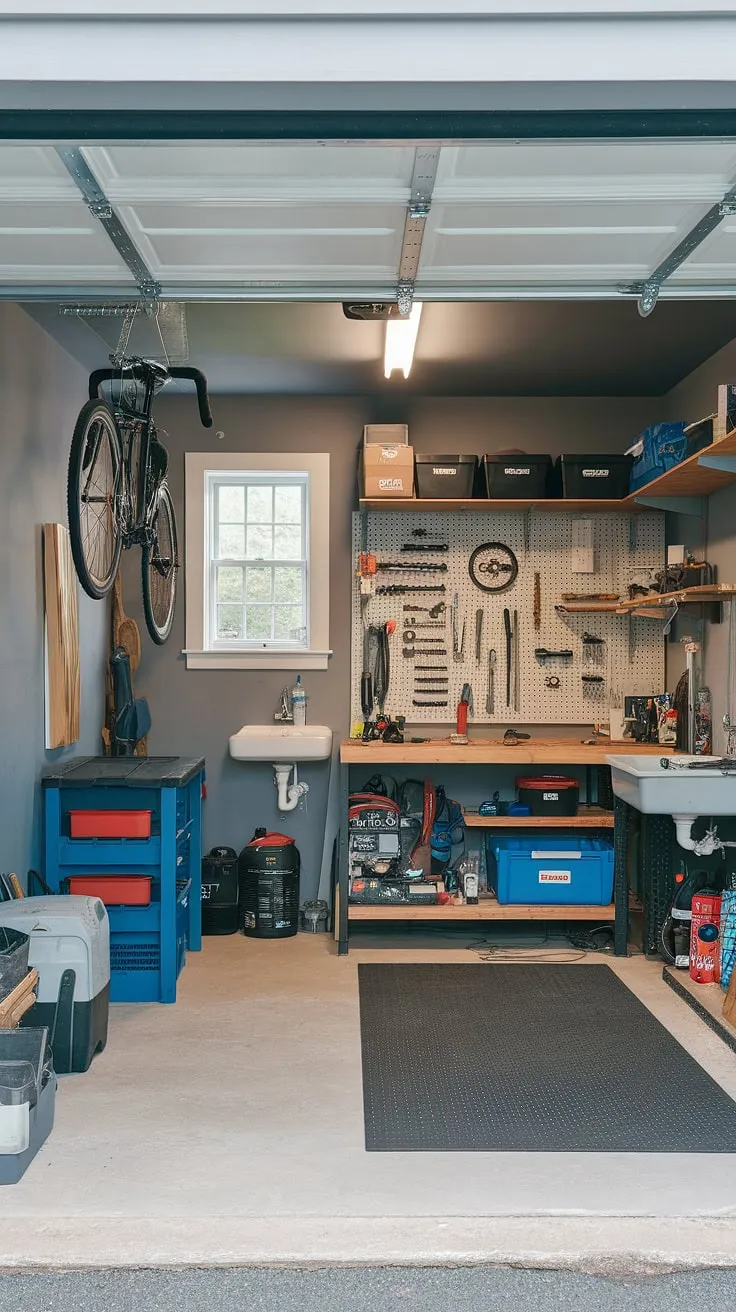 My basement garage is finally organized! This garage organization project, guided by my own garage workshop plans, has completely changed how I use this space. The garage workshop layout is efficient and functional, with dedicated areas for tools, storage, and even a workspace. This garage storage inspiration is all about maximizing space, and the result is a clean, organized garage workshop that's a testament to successful garage renovation and garage organization DIY.