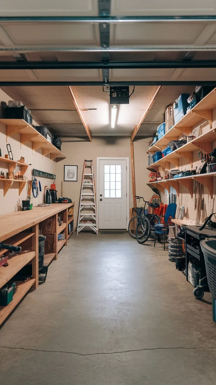 This basement garage transformation showcases a clever garage workshop layout, maximizing space with thoughtful garage organization. The garage renovation resulted in a functional workspace, complete with a sturdy workbench, well-stocked shelves offering garage storage inspiration, and a clear path for easy movement. This garage design interior, achieved through DIY garage organization, proves that even a basement garage can become an efficient and organized haven. Consider this a testament to the power of garage workshop plans executed with meticulous attention to detail.