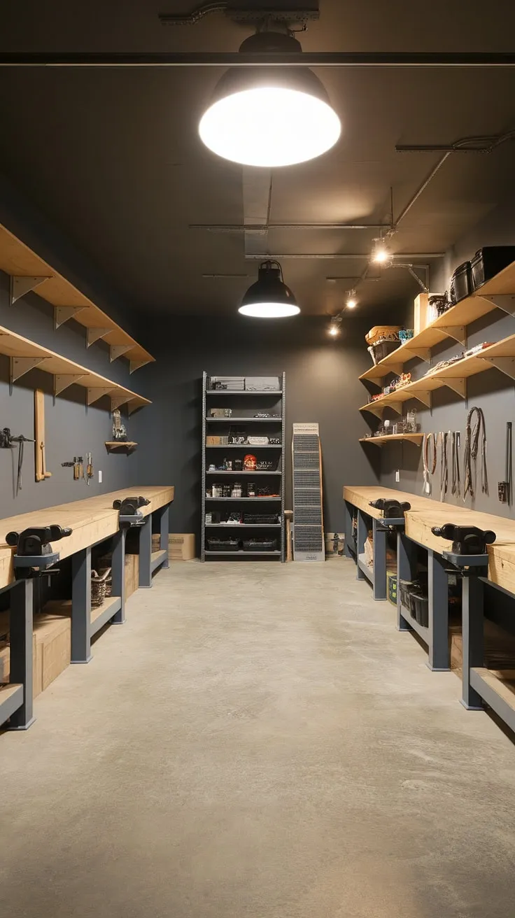 From drab basement garage to dream workshop! This garage organization showcases a brilliant garage workshop layout, maximizing space with clever storage solutions. Find inspiration for your own garage renovation and DIY garage organization projects with these garage storage inspiration ideas and garage workshop plans.