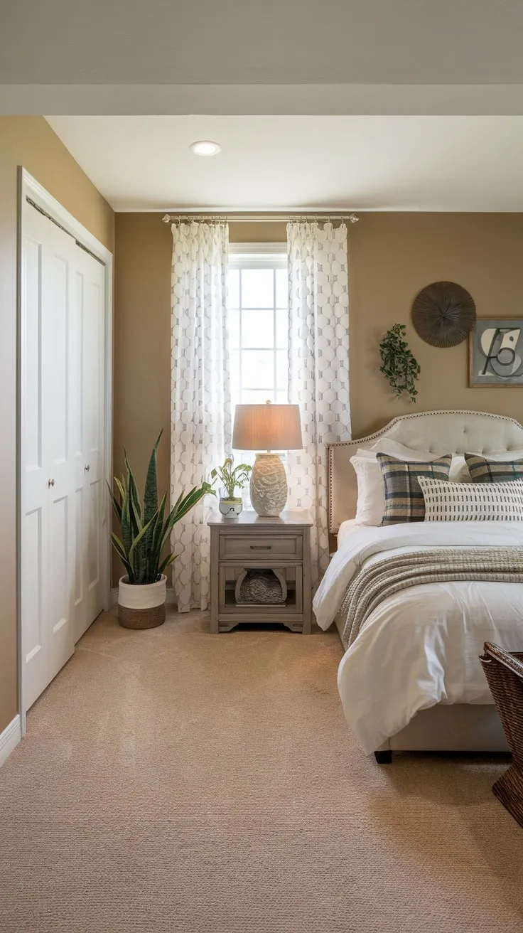 Cozy Basement Guest Bedroom with Elegant Design Elements