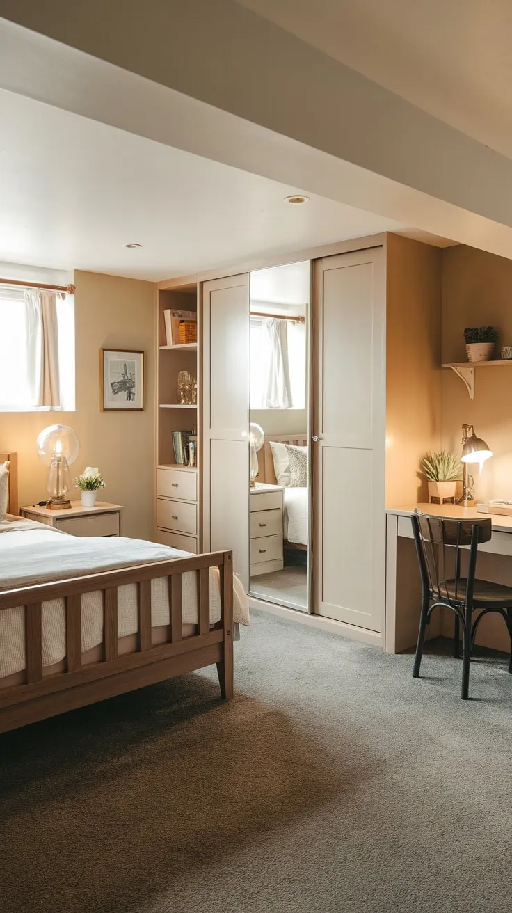 Cozy Basement Guest Bedroom with Vintage Charm and Comfort