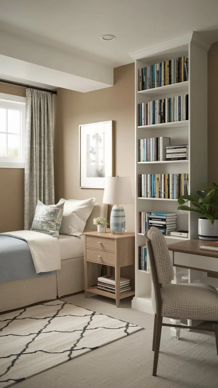 Cozy Basement Guest Bedroom with Thoughtful Design Elements