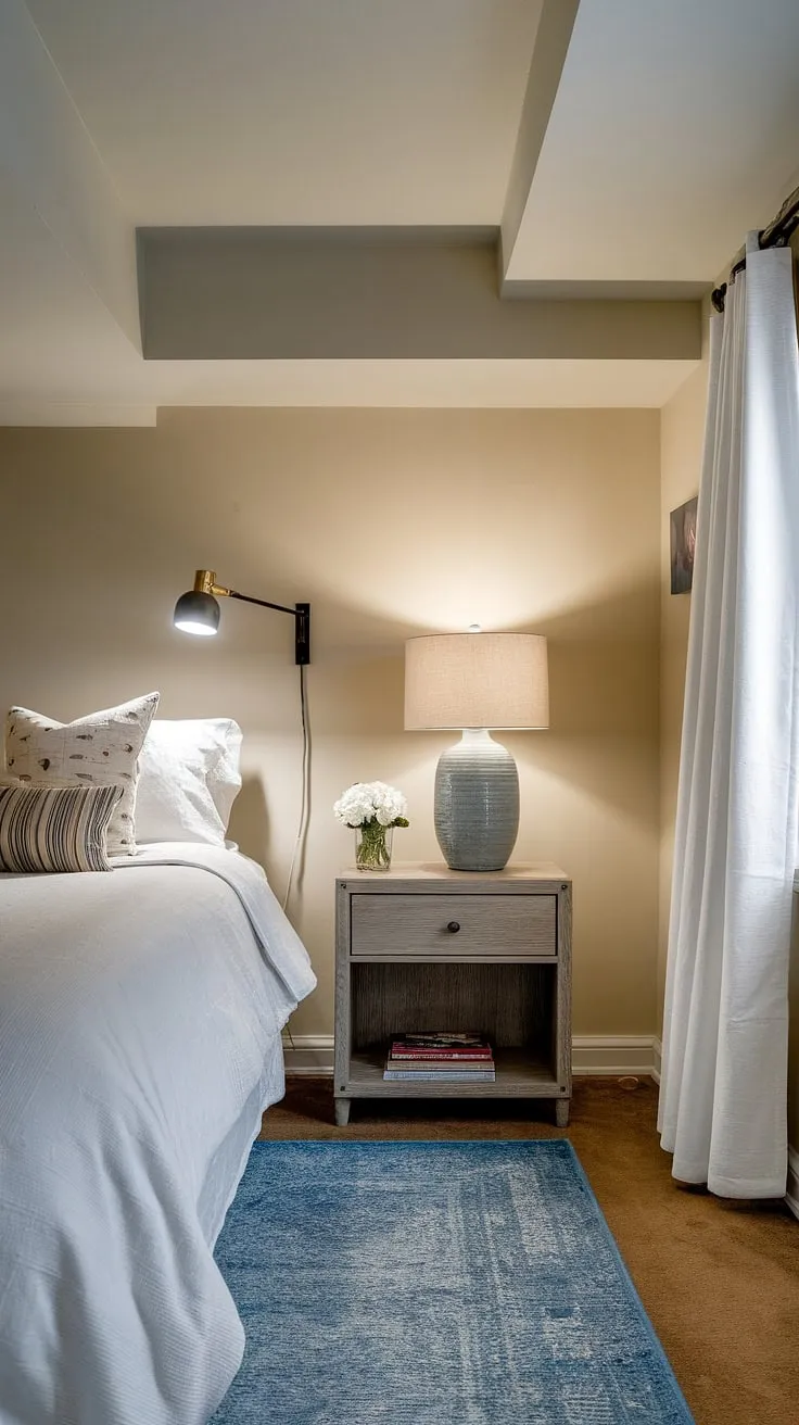 Escape the everyday in this charming basement guest suite.  Complete with a queen-size bed and calming décor, this basement sleeping area provides comfortable basement lodging for your guests, transforming your basement visitor room into a welcoming basement guest space.