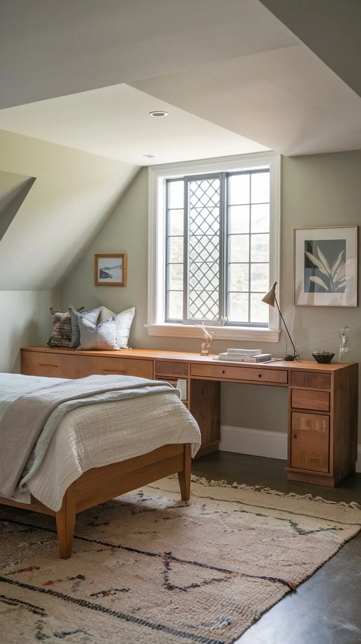 Cozy Basement Guest Bedroom with Lattice Window Charm