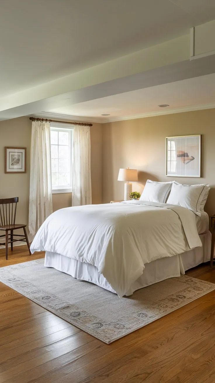 Cozy Basement Guest Bedroom with Warm Inviting Decor