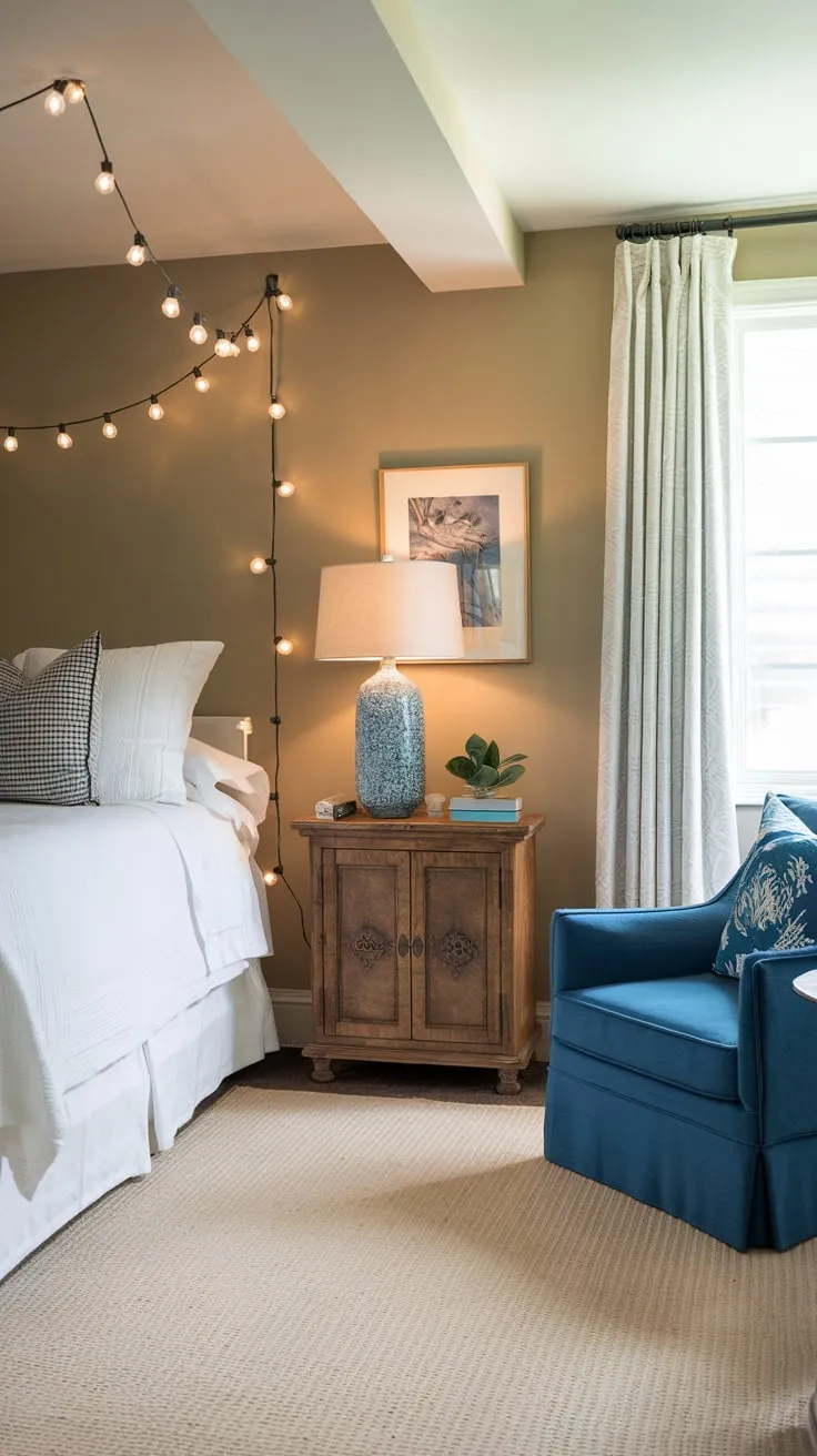 Cozy Basement Guest Bedroom with Charming Decor Elements