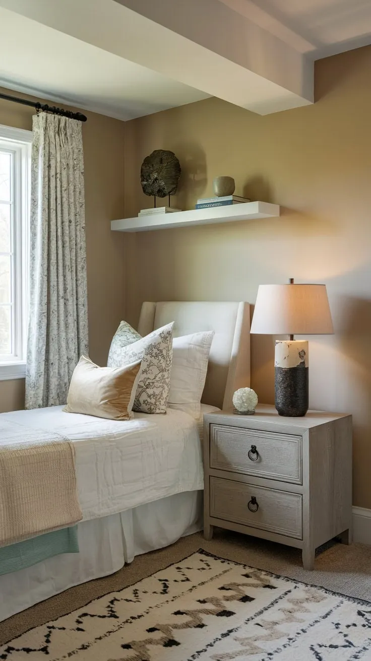 Cozy Basement Guest Bedroom with Twin Bed Design
