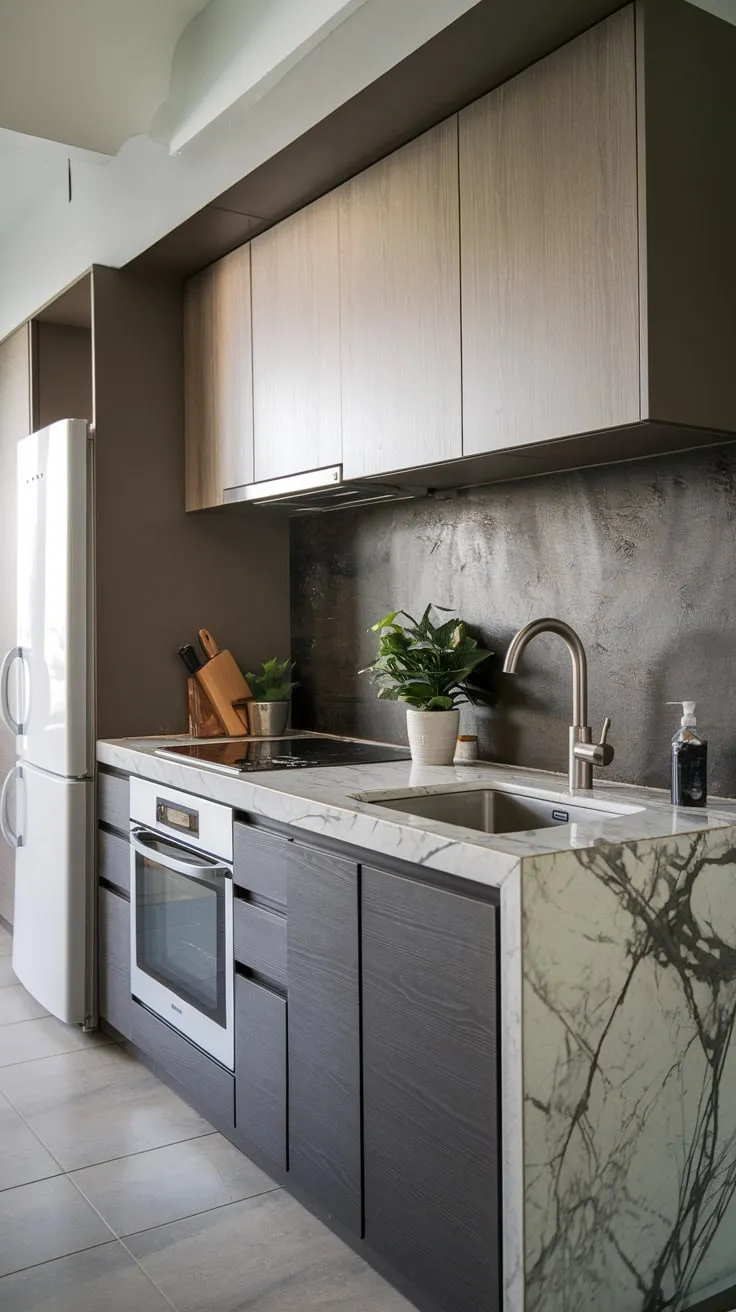 Stylish Modern Basement Kitchen with Elegant Design Elements