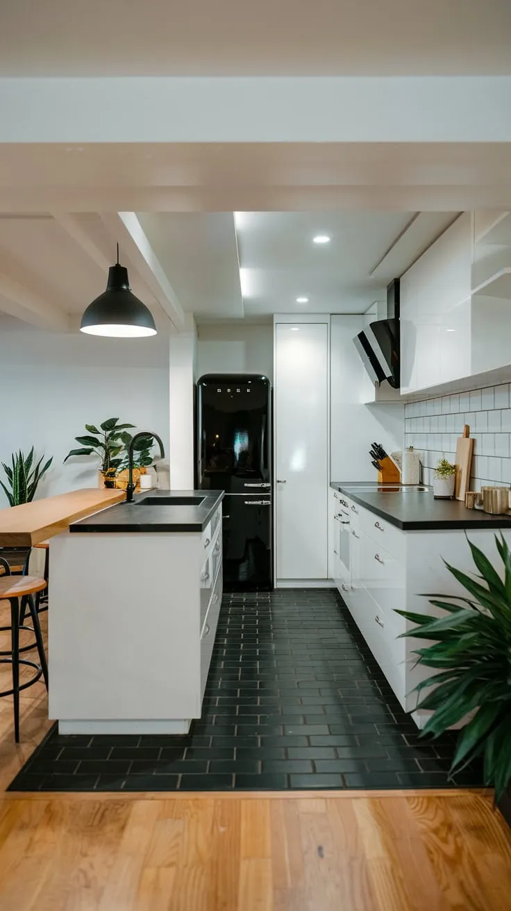 Sleek Minimalist Basement Kitchen with Modern Aesthetic