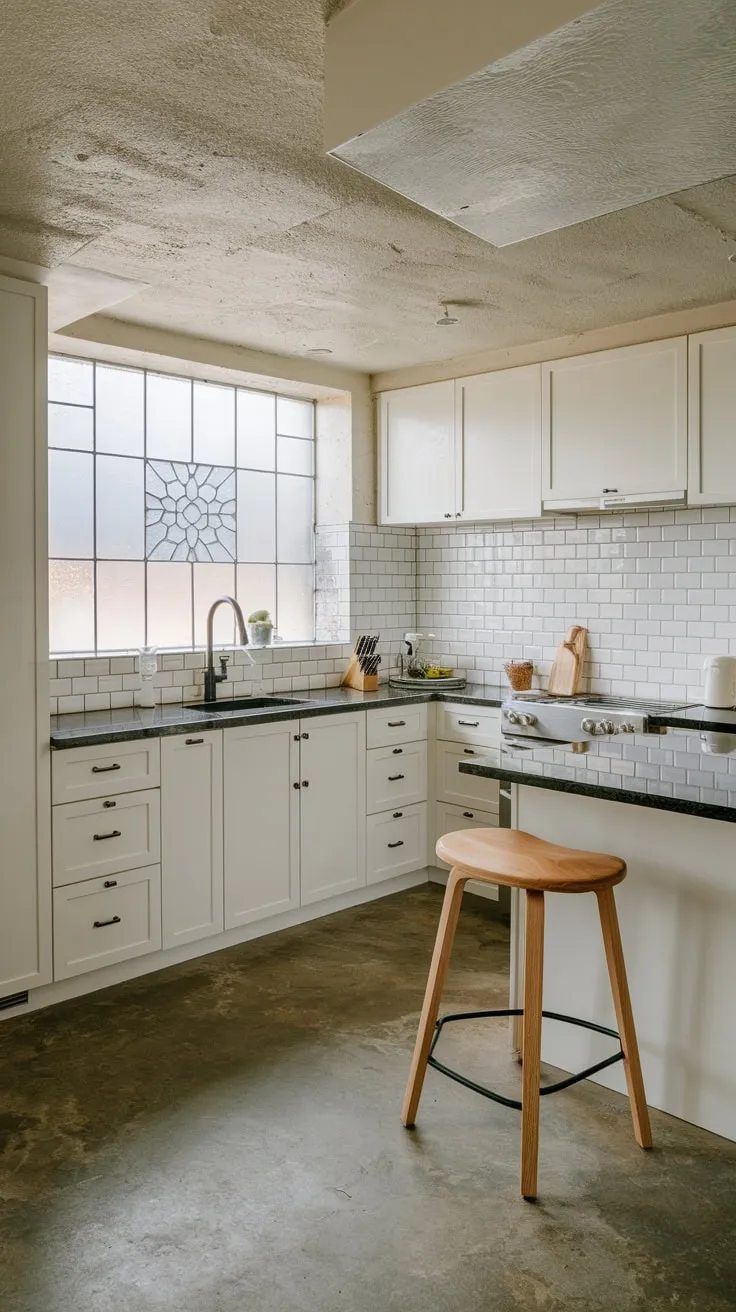 Sleek Modern Basement Kitchen with Stylish Finishes