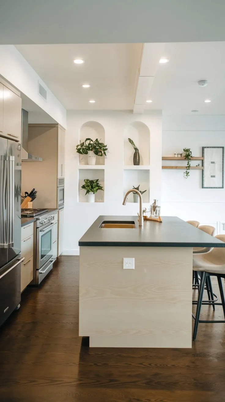 Sleek Modern Basement Kitchen with Open Design Elegance
