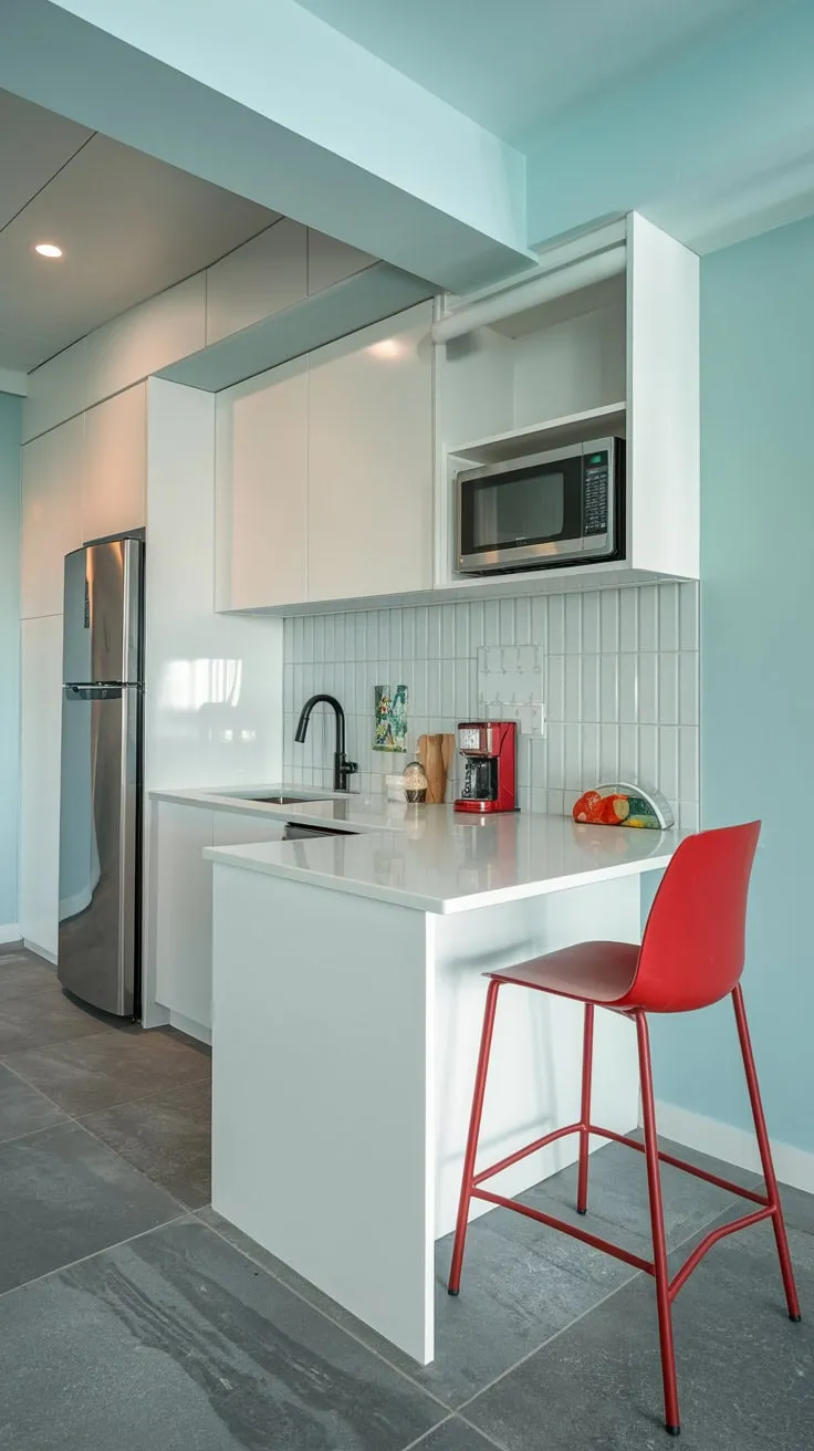 Sleek Modern Basement Kitchenette with Stylish Accents