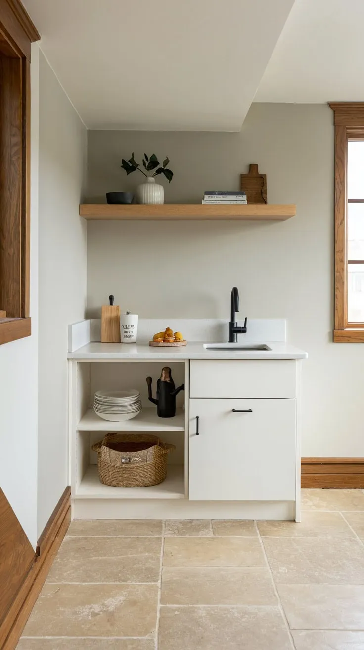 Sleek Modern Basement Kitchenette with Stylish Accents