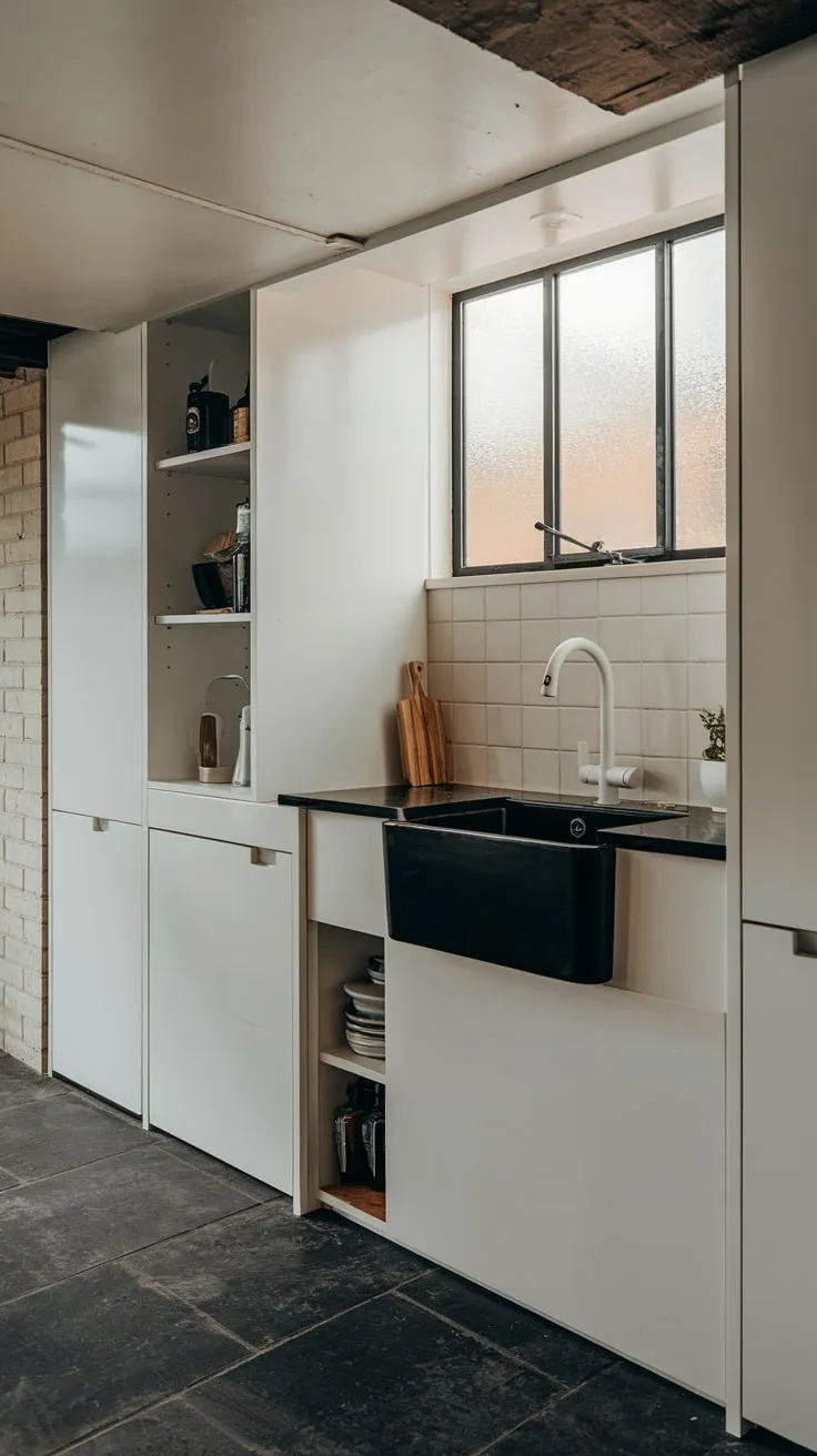Sleek Modern Basement Kitchenette with Stylish Features