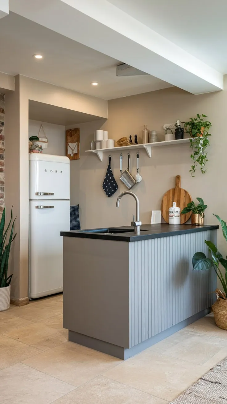 Sleek Modern Basement Kitchenette with Stylish Features