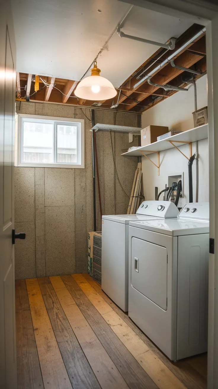 Basement laundry room remodel complete! This basement laundry room renovation transformed a drab space into a charming and efficient area. Plenty of basement laundry ideas came to life here.