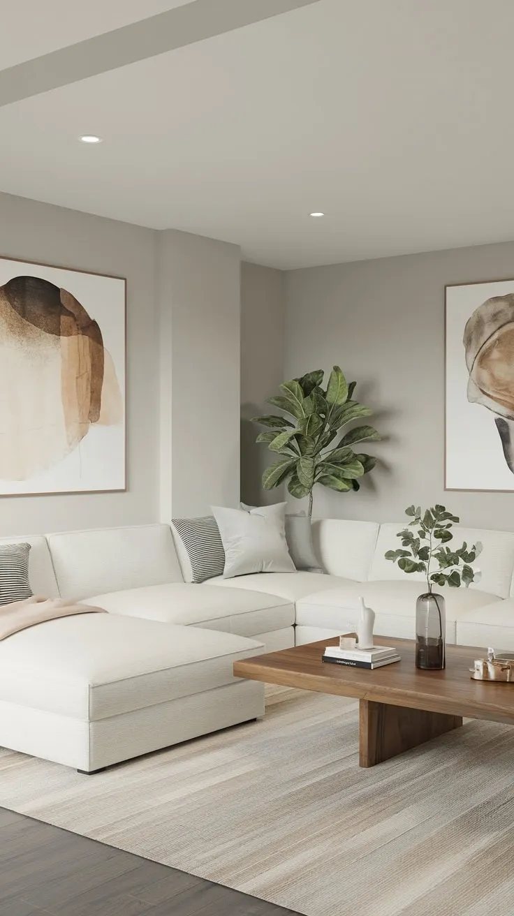 Stylish Basement Living Room with Modern Comforts