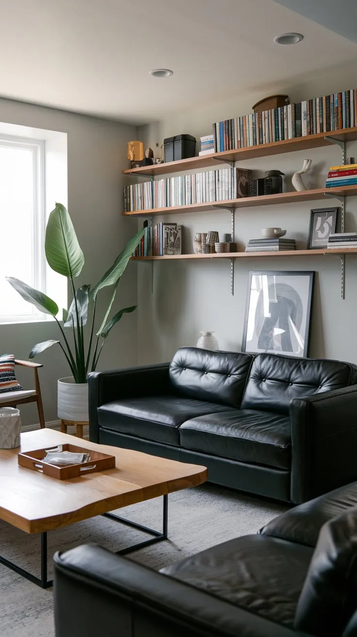 Stylish Modern Basement Man Cave with Cozy Decor