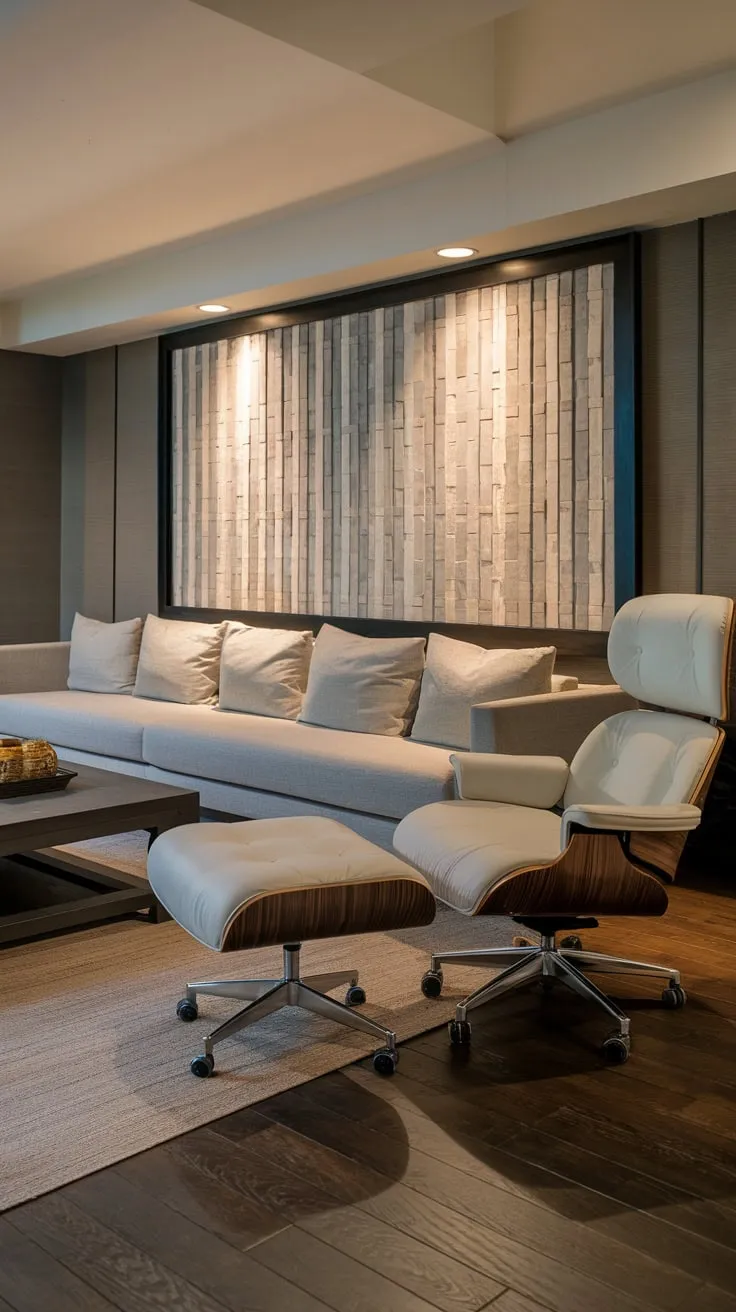 Stylish Modern Basement Man Cave with Cozy Decor