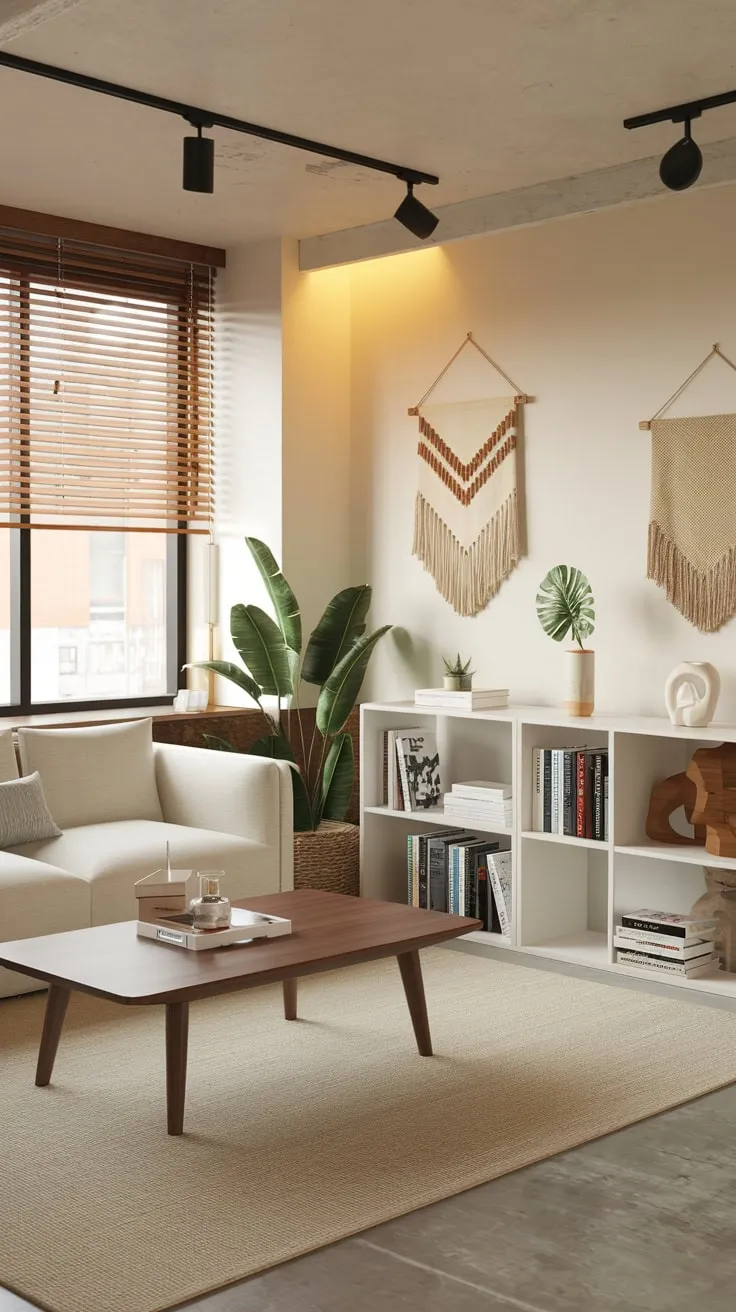 Modern Minimalist Basement Office with Warm Ambiance