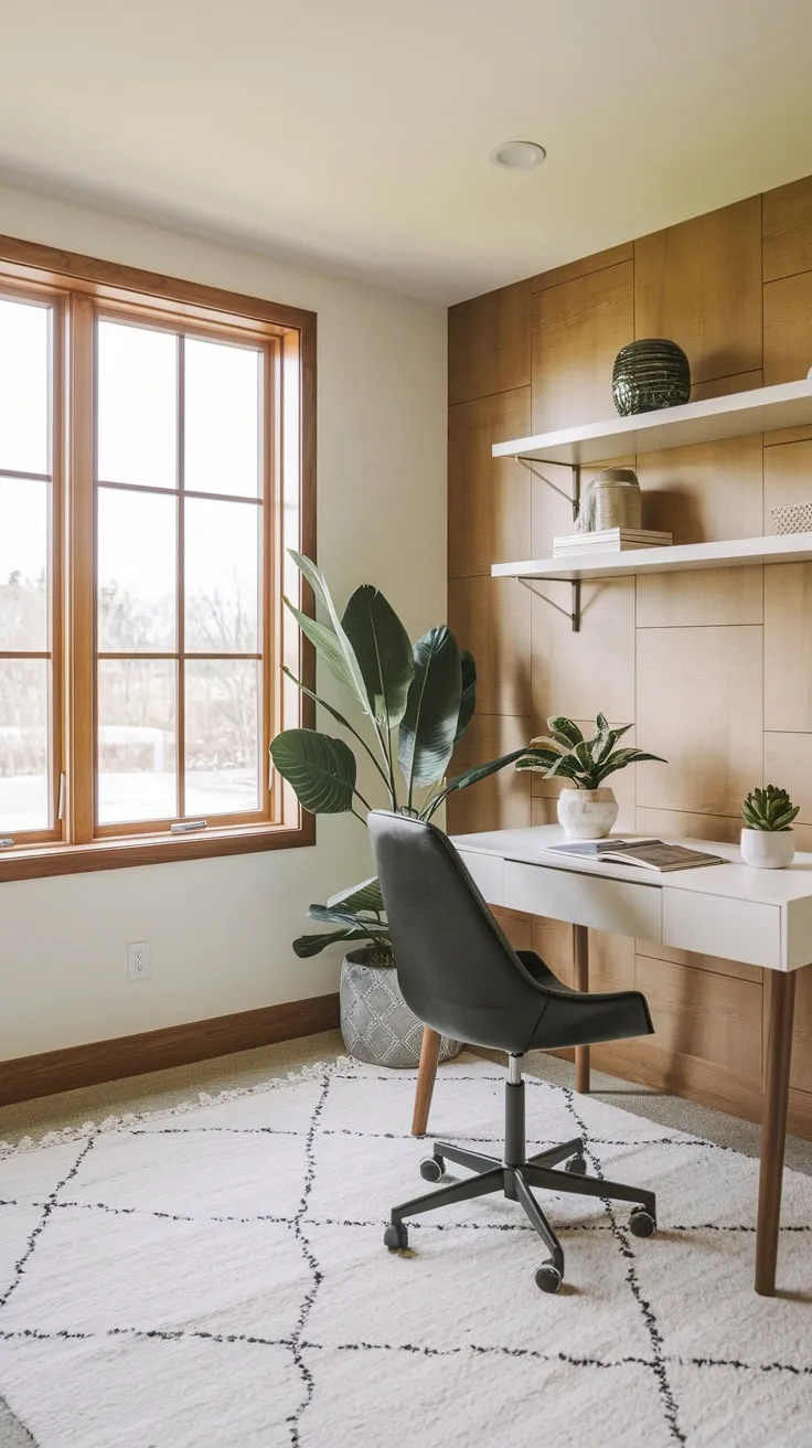 Stylish Modern Basement Office with Natural Light