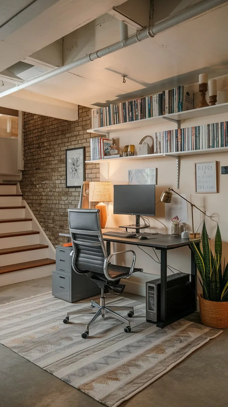 This basement renovation transformed a forgotten space into a highly productive home workspace.  The ergonomic workspace, complete with office furniture and thoughtful office design, makes remote work a breeze.  This basement office, a perfect blend of basement studio and creative space, boasts excellent workspace organization and a comfortable office setup for focused work from home.