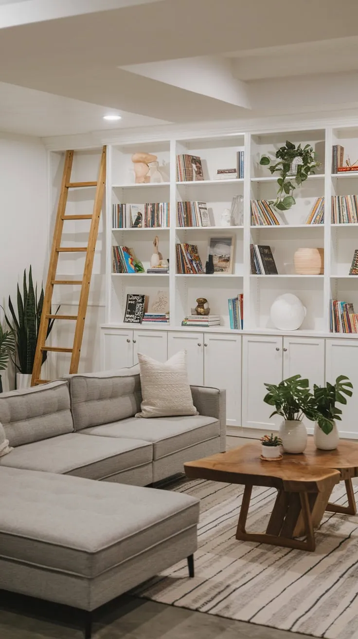 Bright Modern Basement Playroom with Cozy Decor