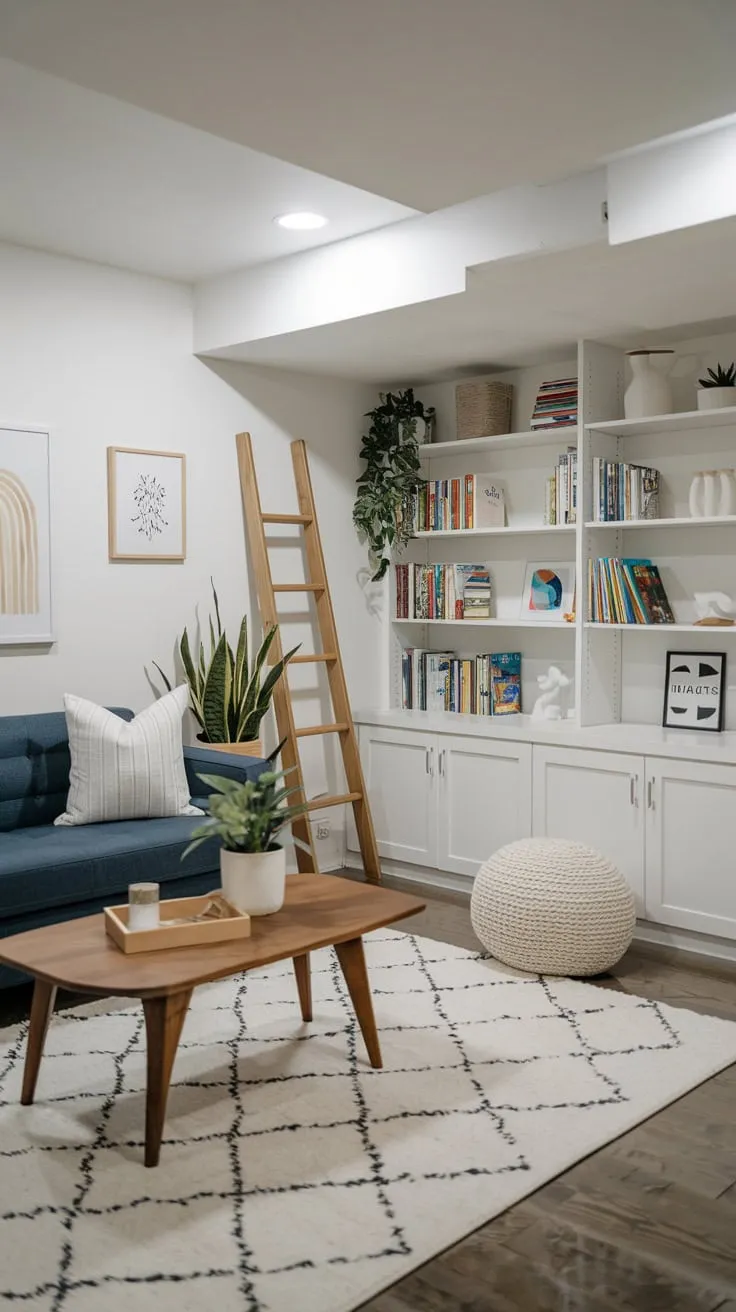 Bright Modern Basement Playroom with Cozy Decor
