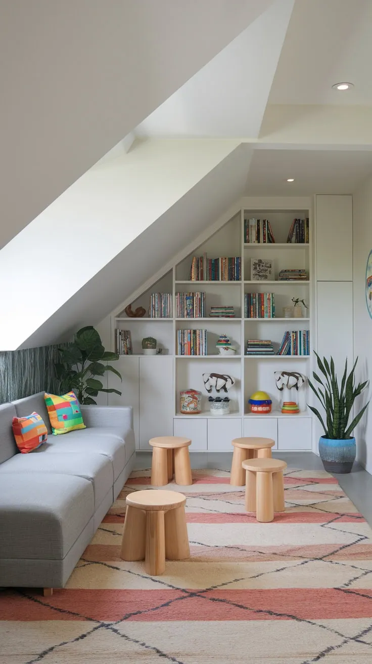 Charming Modern Basement Playroom with Cozy Decor