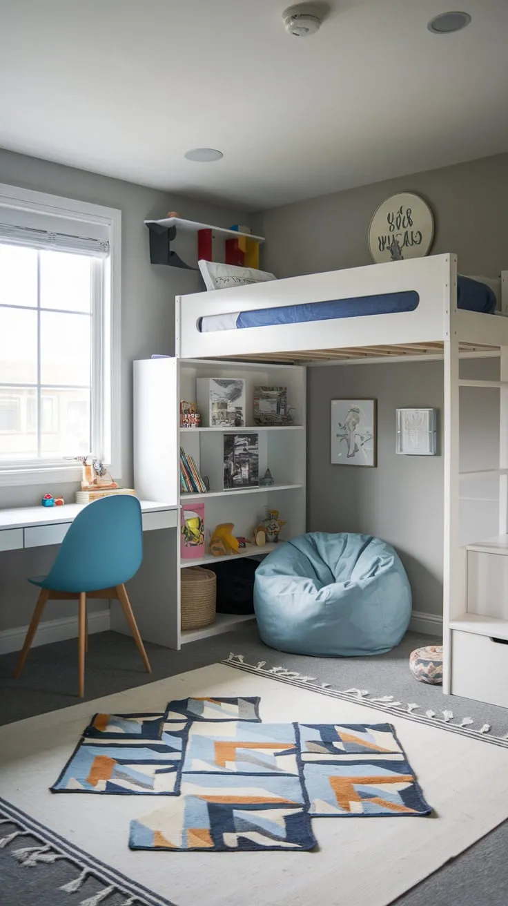 Chic Modern Basement Playroom with Cozy Elements