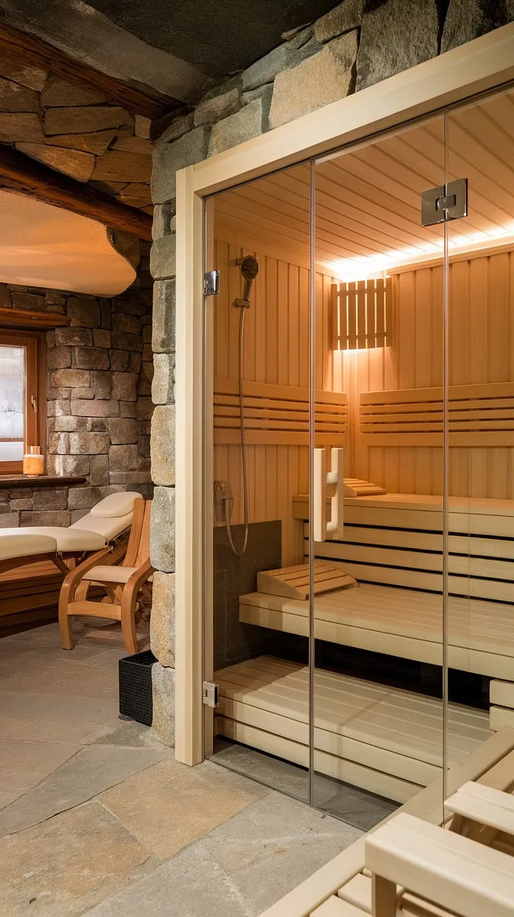Escape to your own private oasis. This basement sauna, complete with a luxurious sauna bathroom design, home spa room, and wellness room, transforms your home into a sanctuary of relaxation. The indoor sauna and sauna steam room offer ultimate rejuvenation.