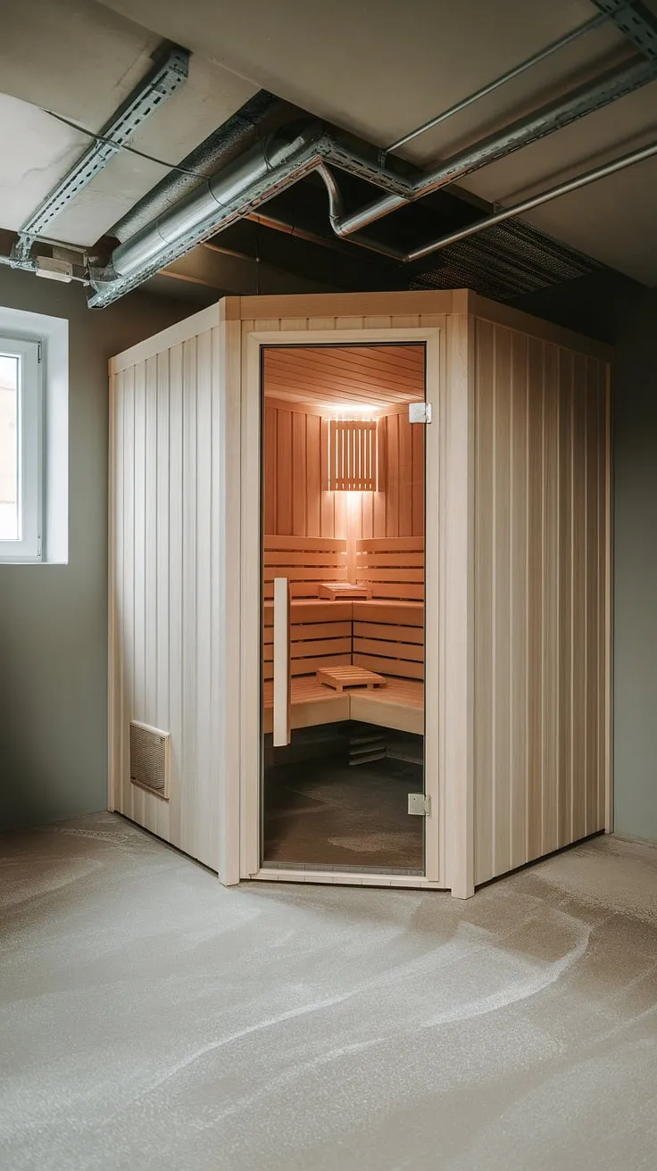Transform your basement into a luxurious home sauna and sauna steam room. This indoor sauna's design seamlessly integrates sauna bathroom elements for the ultimate home spa room retreat.
