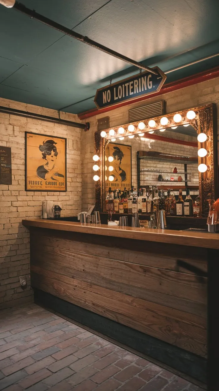 Charming Vintage Speakeasy Basement with Rustic Elegance