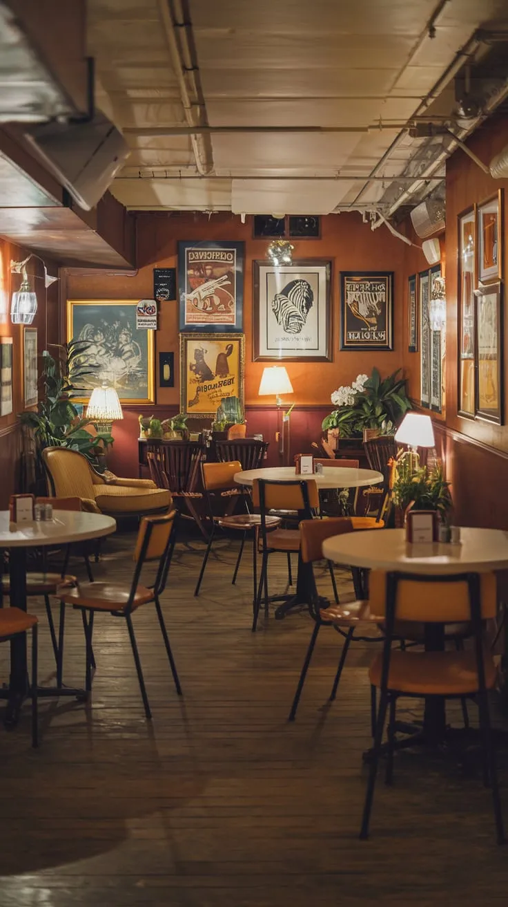 Charming Vintage Basement Speakeasy with Warm Ambiance