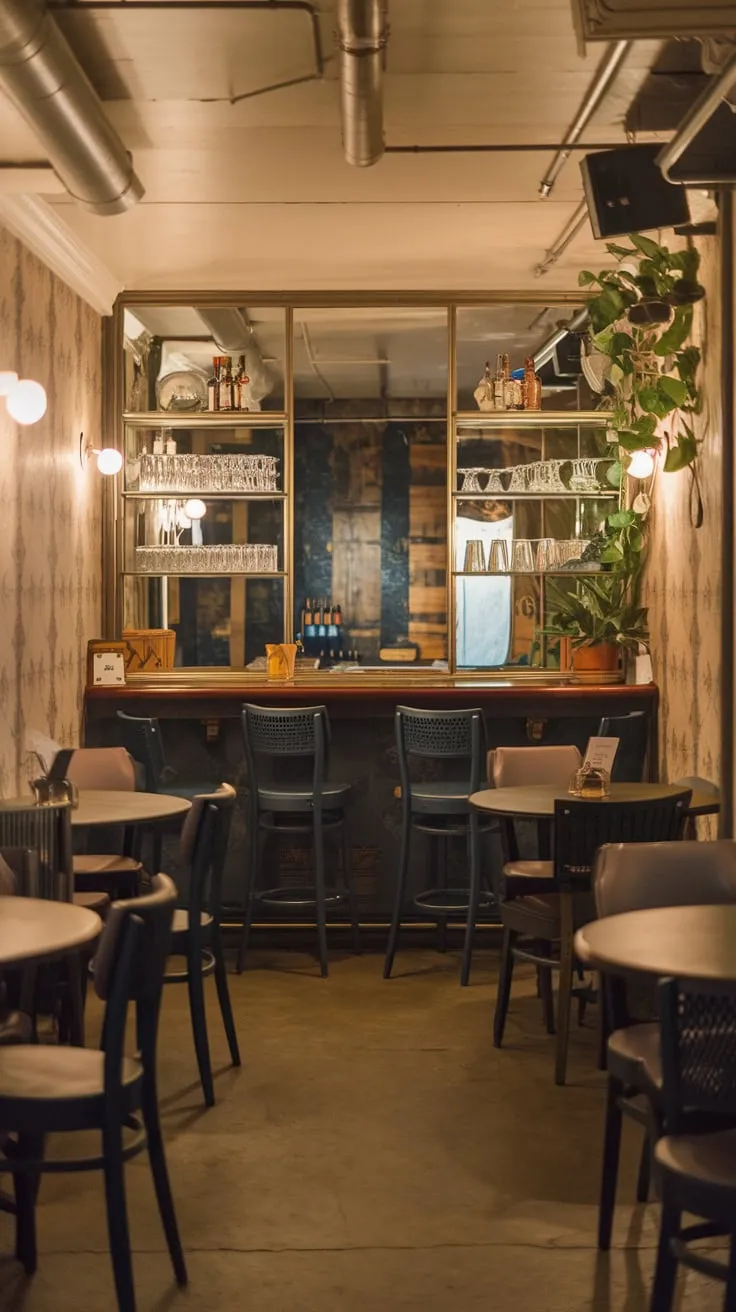Charming Vintage Speakeasy Basement with Warm Ambiance