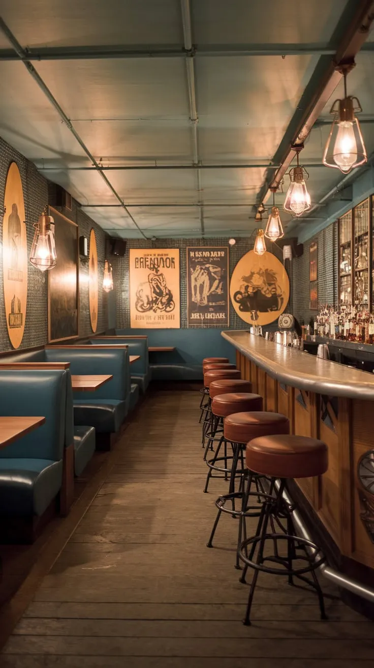 Vintage Basement Speakeasy with Warm Lighting and Charm