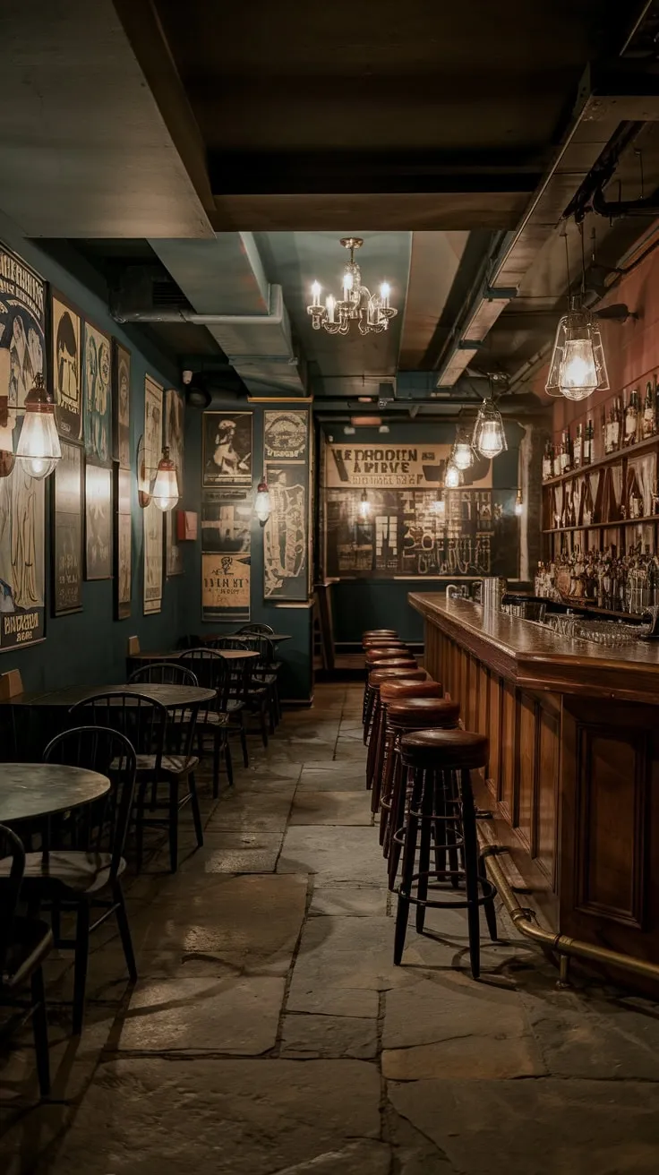 Charming Vintage Speakeasy with Dimly Lit Ambiance