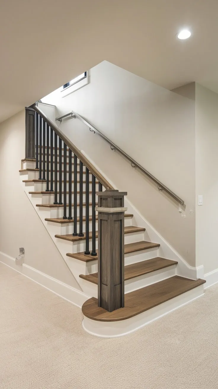 Sleek Modern Basement Stairs with Minimalist Design
