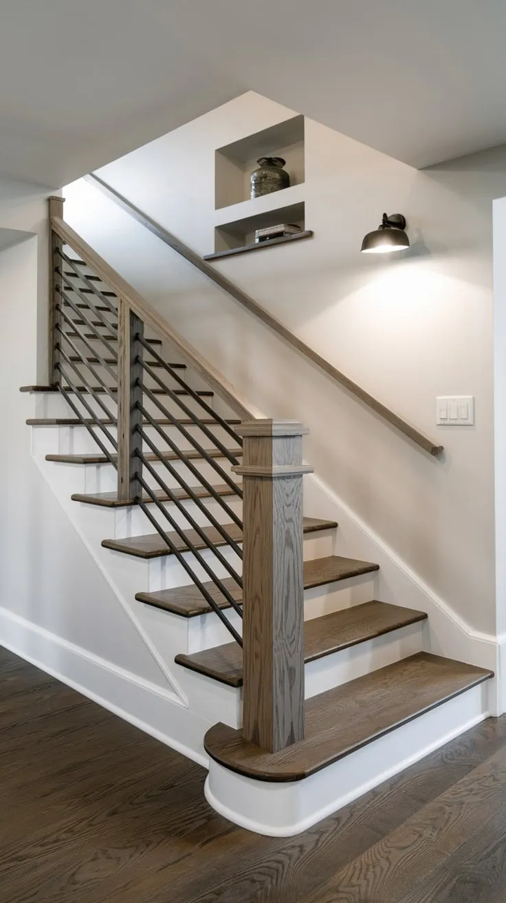 Sleek Modern Basement Stairs with Elegant Lighting