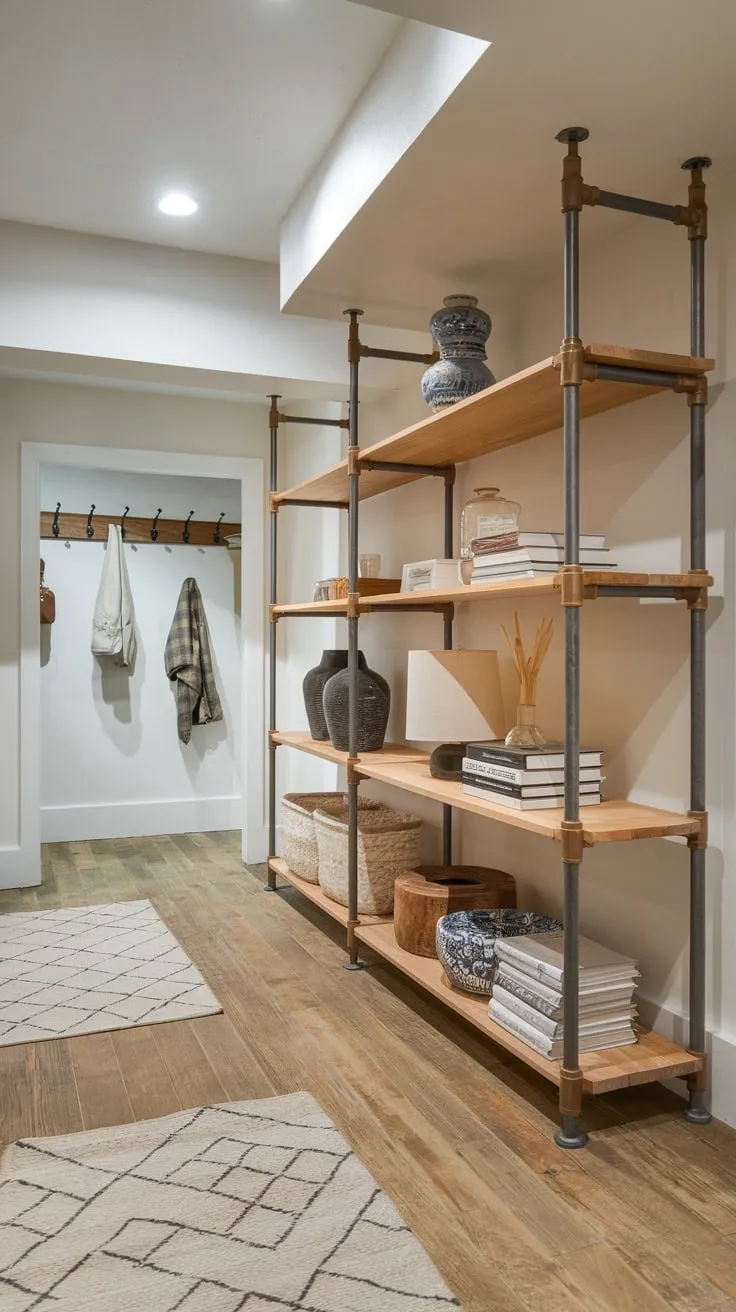 Stylish Modern Basement Storage with Bright Lighting