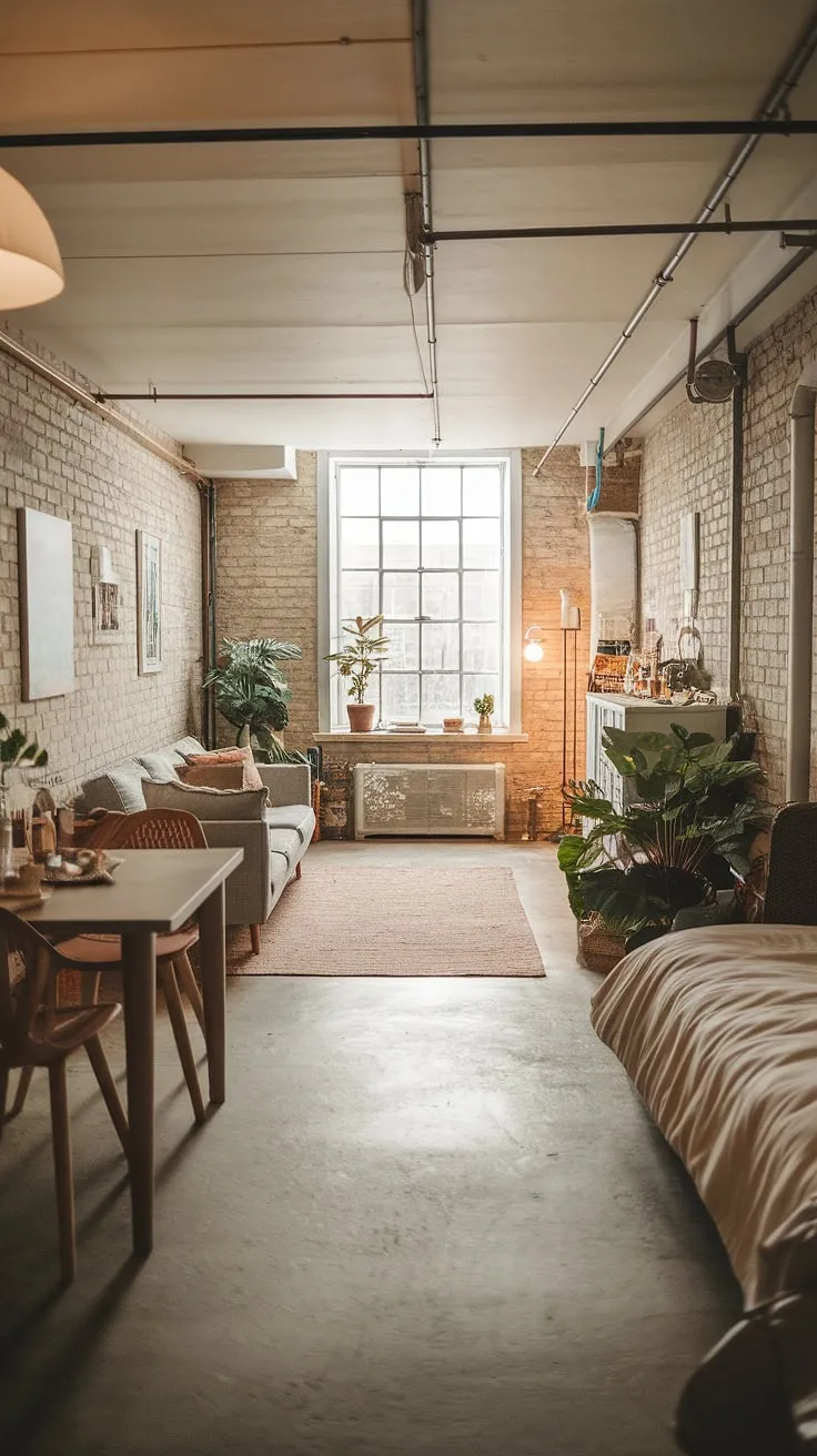 Cool basement aesthetic achieved! This open plan basement suite proves that even cute unfinished basement ideas can become stunning. Explore these comfortable basement ideas for your own vintage basement remodel.