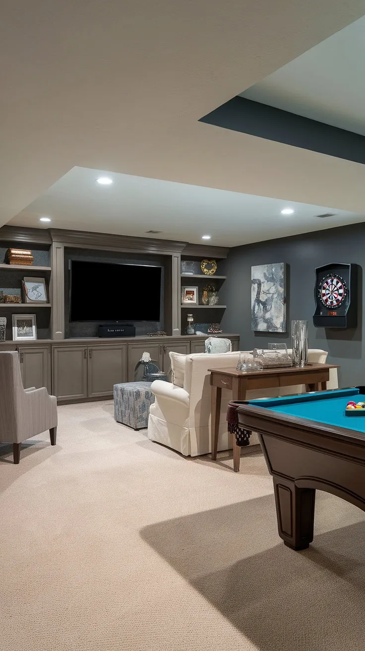 From drab transitional basement to dream basement: this basement TV bar and game room proves that even small basements can become amazing basement living spaces. A stunning basement redo and home cinema room all in one.