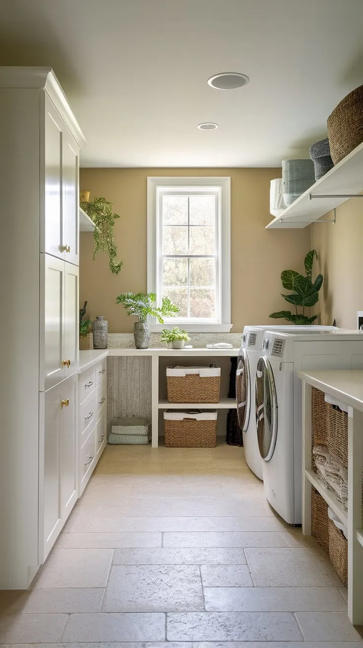 Basement utility room perfection: This dream laundry room boasts smart laundry room layouts and ample storage, proving that even a basement utility room can be a haven of laundry room inspo. Laundry room renovation goals!