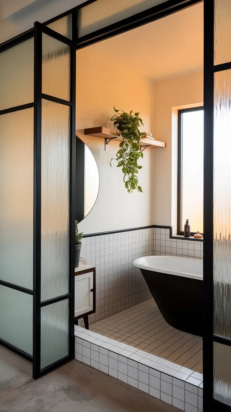 This bathroom nook is bathroom design inspiration at its finest. A chic bathroom redesign featuring a thoughtful bathroom layout and captivating bathroom inspiration decor. Note the clever use of space, perfect for even smaller bathrooms.
